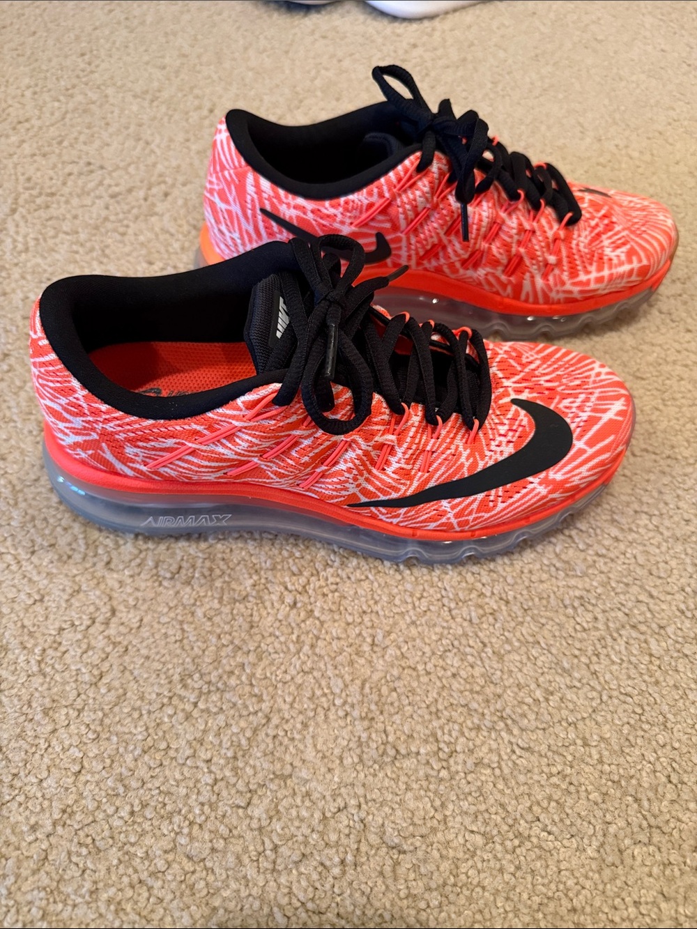 Nike air max neutral ride soft women’s 7 black white fluorescent orange shoes
